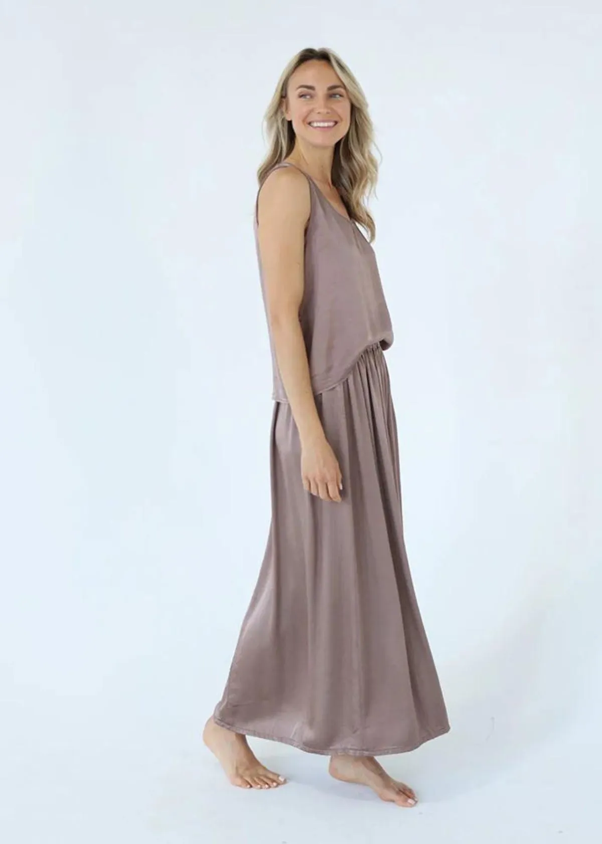 PJ HARLOW Bella Maxi Satin Dress/Skirt - Copper