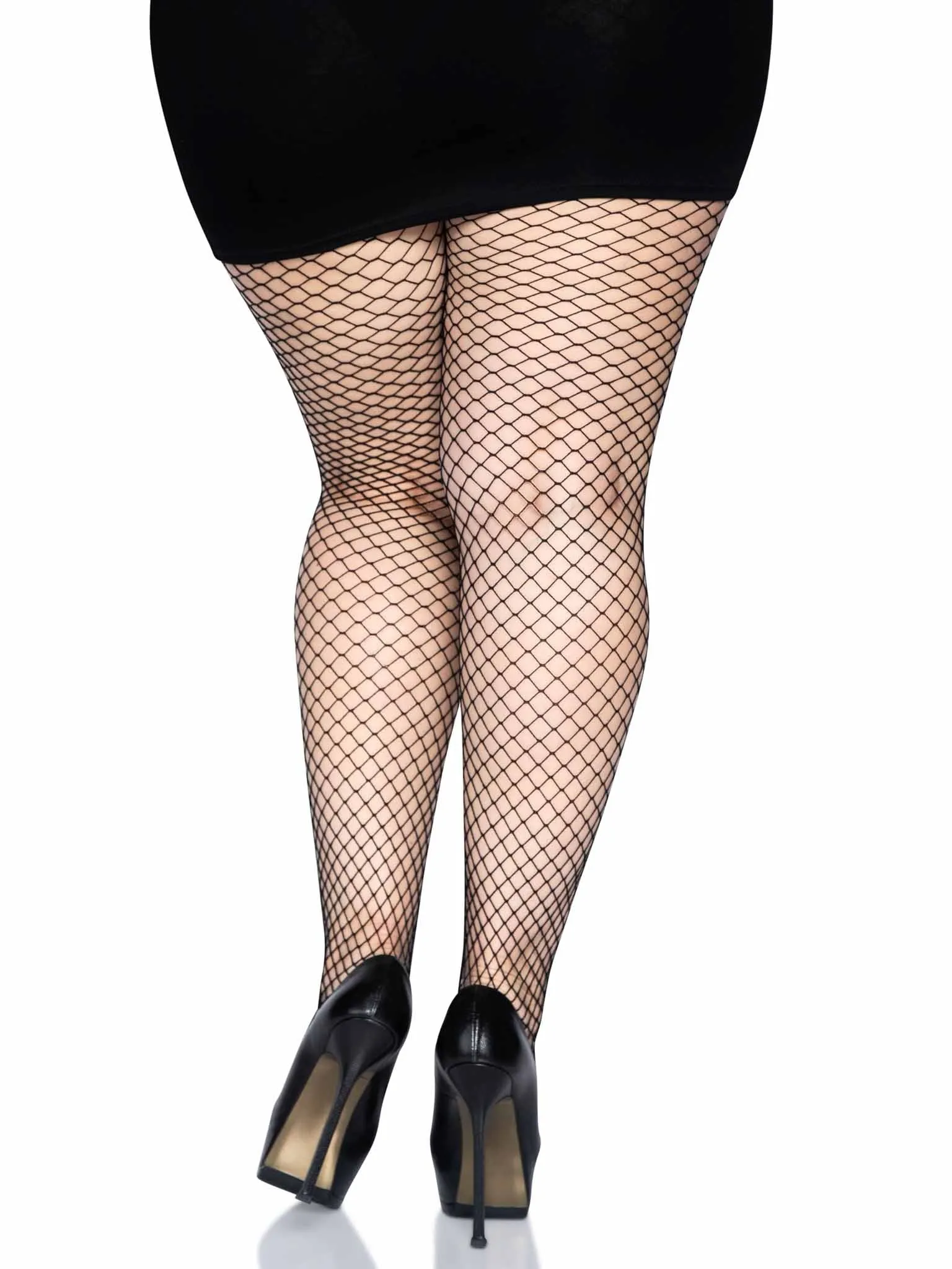 Plus Size Industrial Fishnet Pantyhose in Black