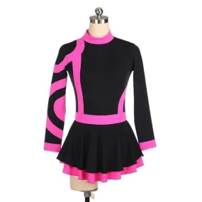 Practice Figure Skating Dress Black & Pink Long Sleeves 10   Colors