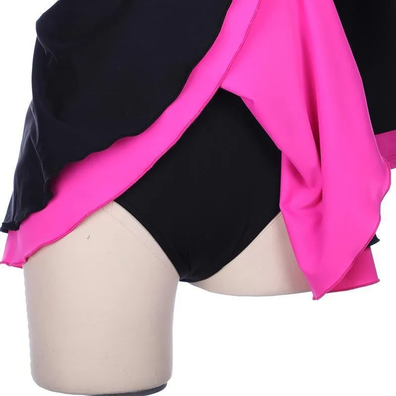 Practice Figure Skating Dress Black & Pink Long Sleeves 10   Colors