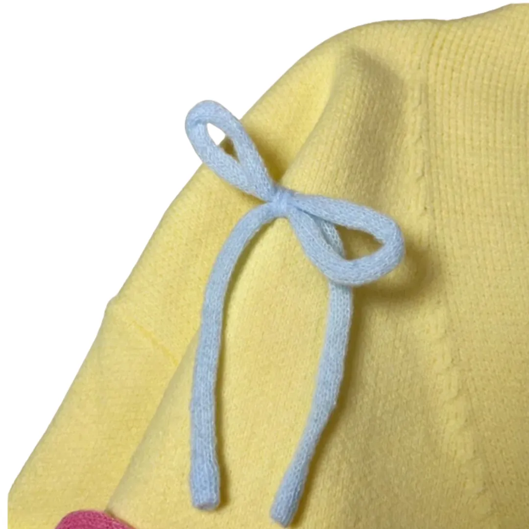 Pre Order:  Colorful 3D Bow Loose V-Neck Cardigan