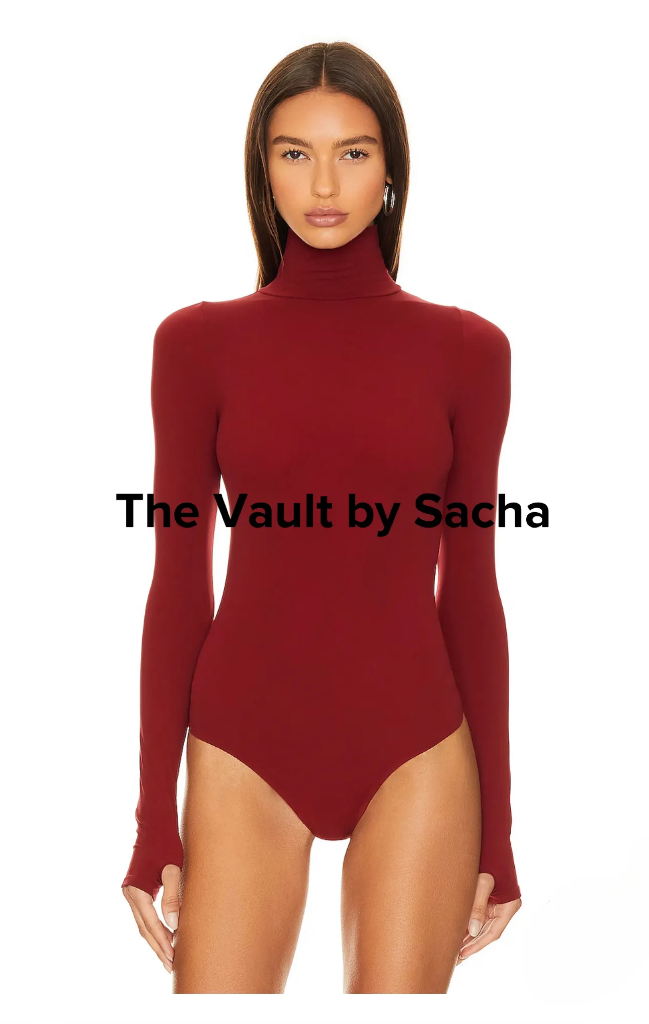 Premium turtleneck bodysuit with thumb holes