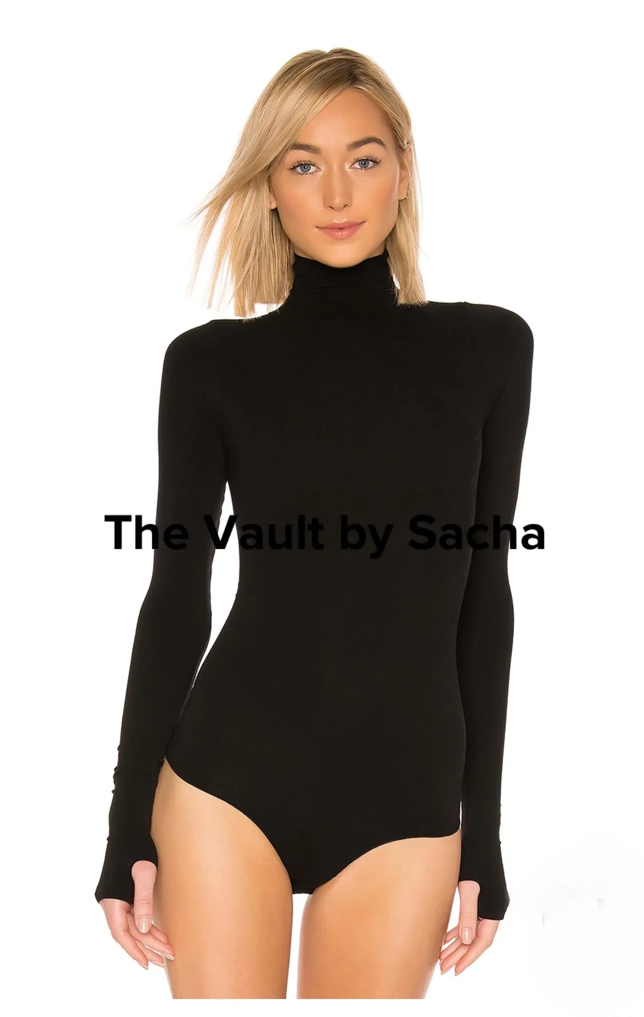 Premium turtleneck bodysuit with thumb holes