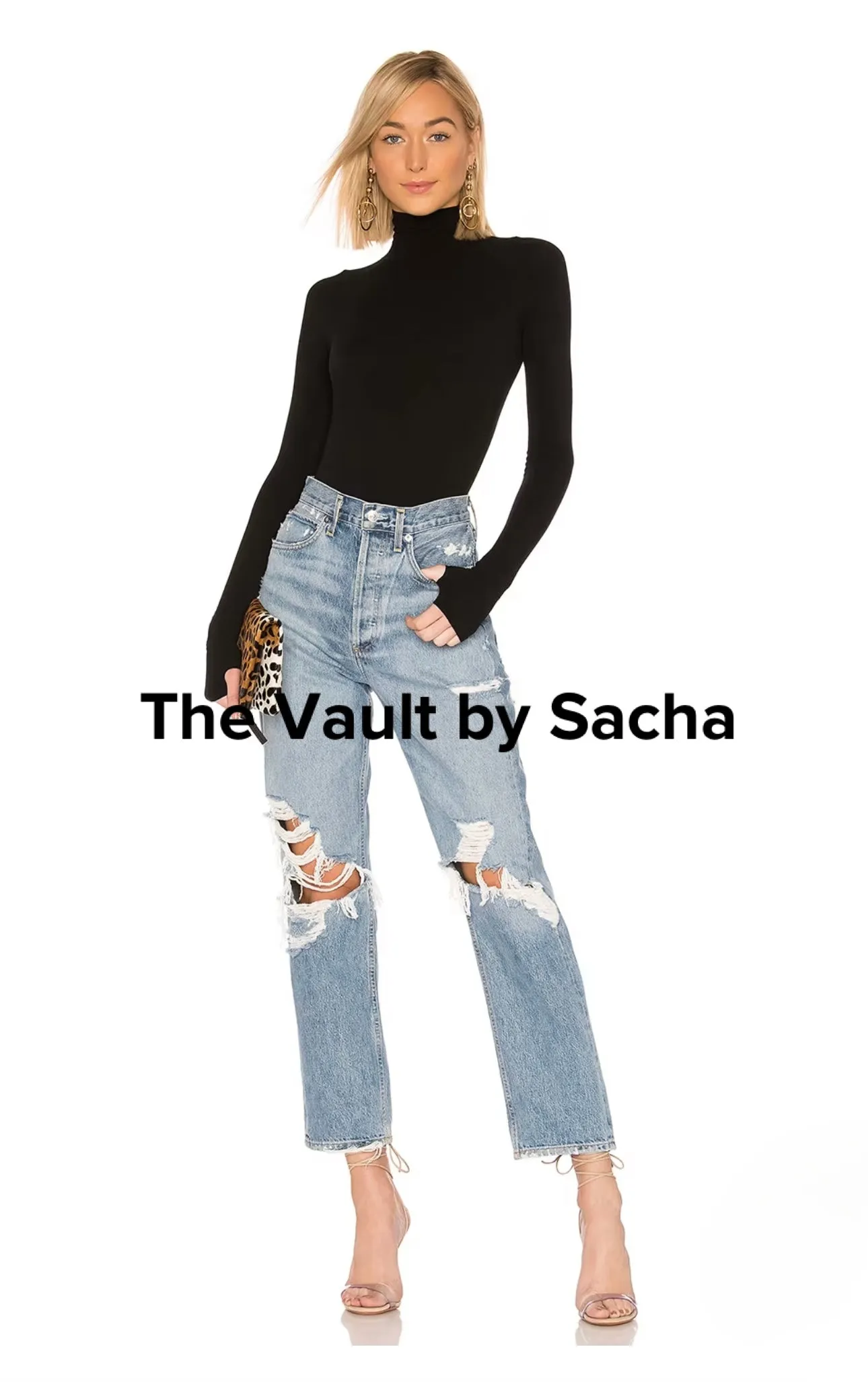 Premium turtleneck bodysuit with thumb holes