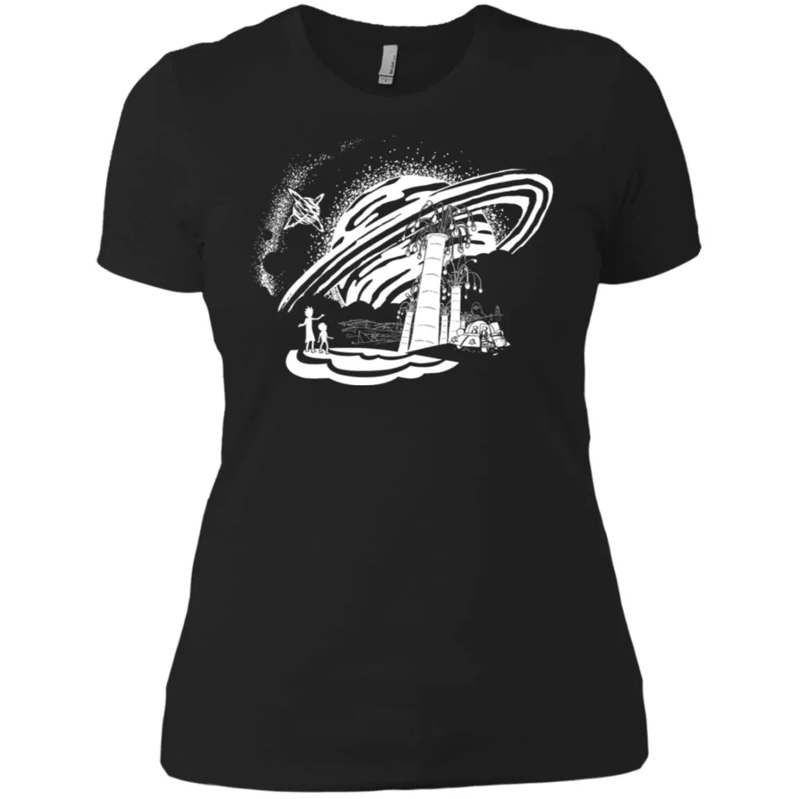 Rick And Morty Dimension 35-c Black And White Women T-Shirt