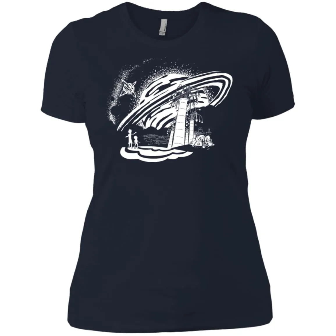 Rick And Morty Dimension 35-c Black And White Women T-Shirt