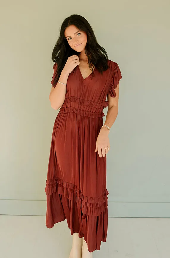 Roslyn Vino Copper Satin Dress - FINAL FEW - FINAL SALE