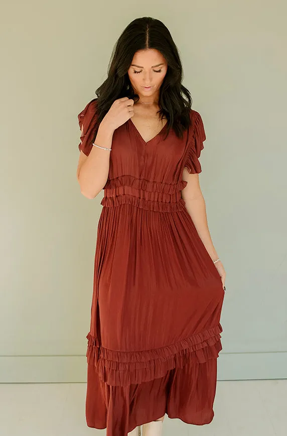 Roslyn Vino Copper Satin Dress - FINAL FEW - FINAL SALE