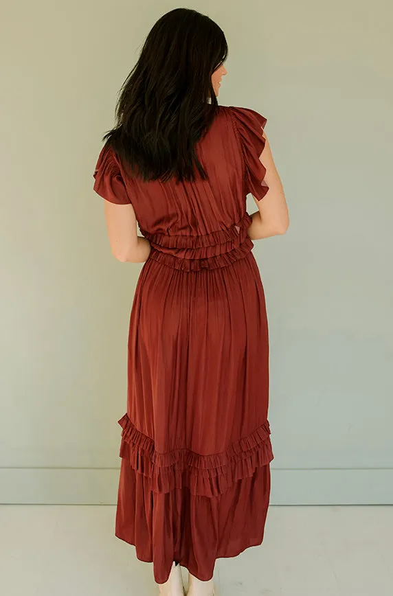 Roslyn Vino Copper Satin Dress - FINAL FEW - FINAL SALE