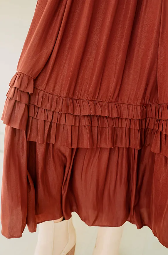 Roslyn Vino Copper Satin Dress - FINAL FEW - FINAL SALE