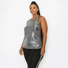 Sequin Side Ruched Tank Curve