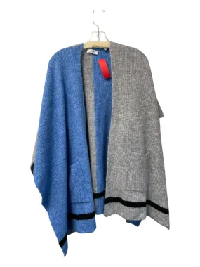 sita murt Gray & Blue Polyamide Blend Open Front color block Pockets Poncho