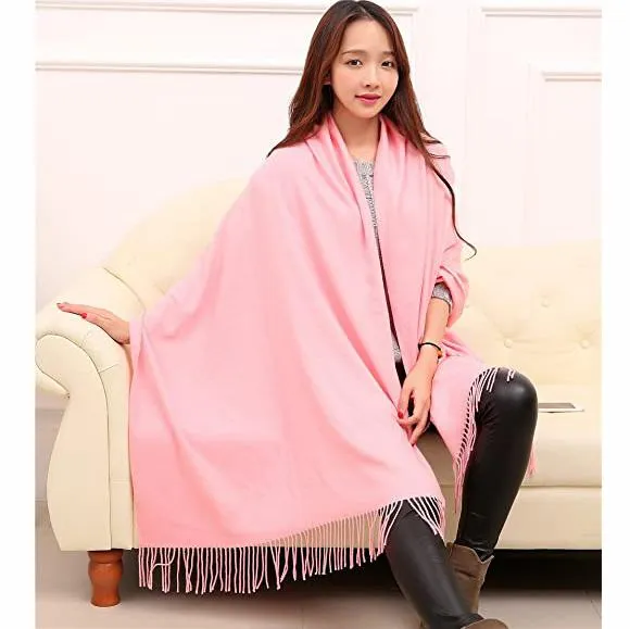 Soft Pashmina Scarf Stylish Large Warm Blanket Solid Winter Shawl