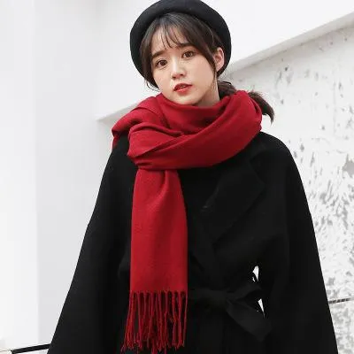 Soft Pashmina Scarf Stylish Large Warm Blanket Solid Winter Shawl
