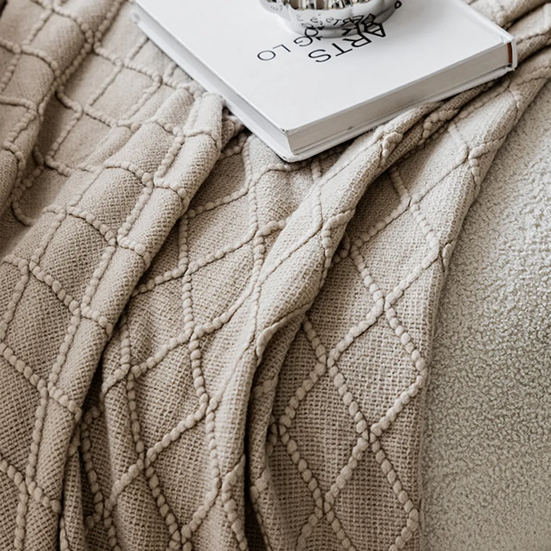 SOGA 2X Coffee Diamond Pattern Knitted Throw Blanket Warm Cozy Woven Cover Couch Bed Sofa Home Decor with Tassels