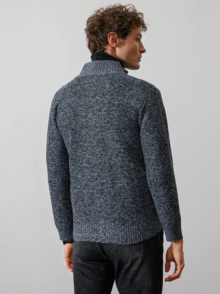 Stand Collar Spliced Knit Coat