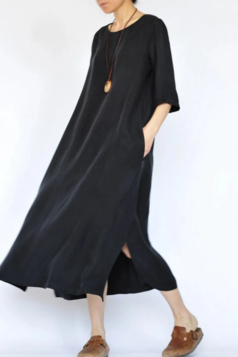 Summer Thin Black Heavy Copper Ammonia Silk Dresses Caftans Gown