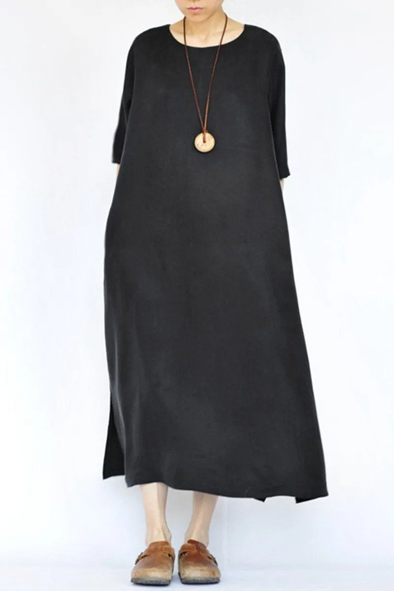 Summer Thin Black Heavy Copper Ammonia Silk Dresses Caftans Gown