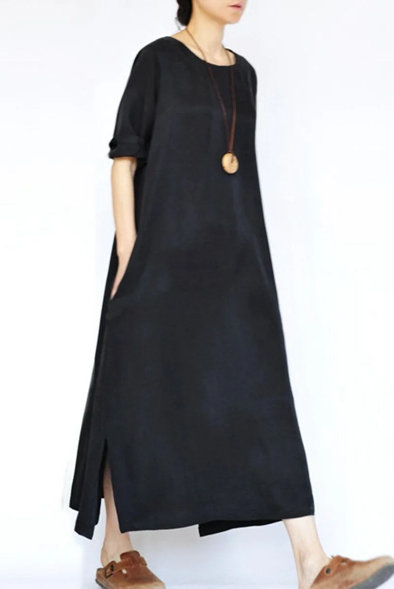 Summer Thin Black Heavy Copper Ammonia Silk Dresses Caftans Gown