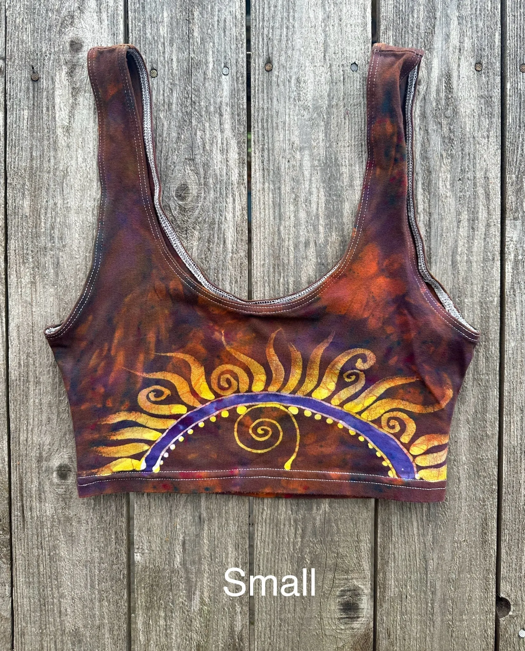 Sunset Gold Horizons Hand Painted Batik Sports Bra