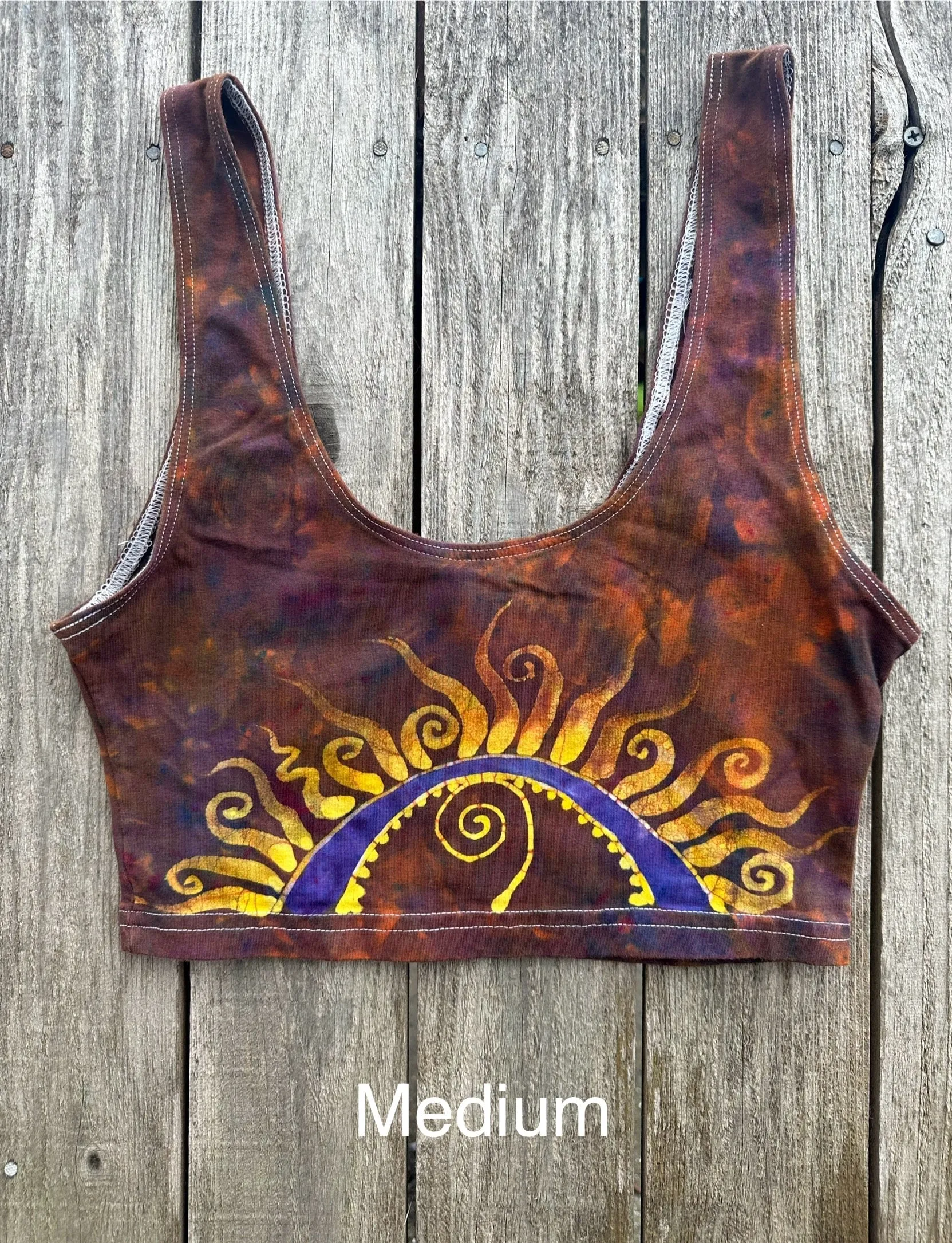 Sunset Gold Horizons Hand Painted Batik Sports Bra