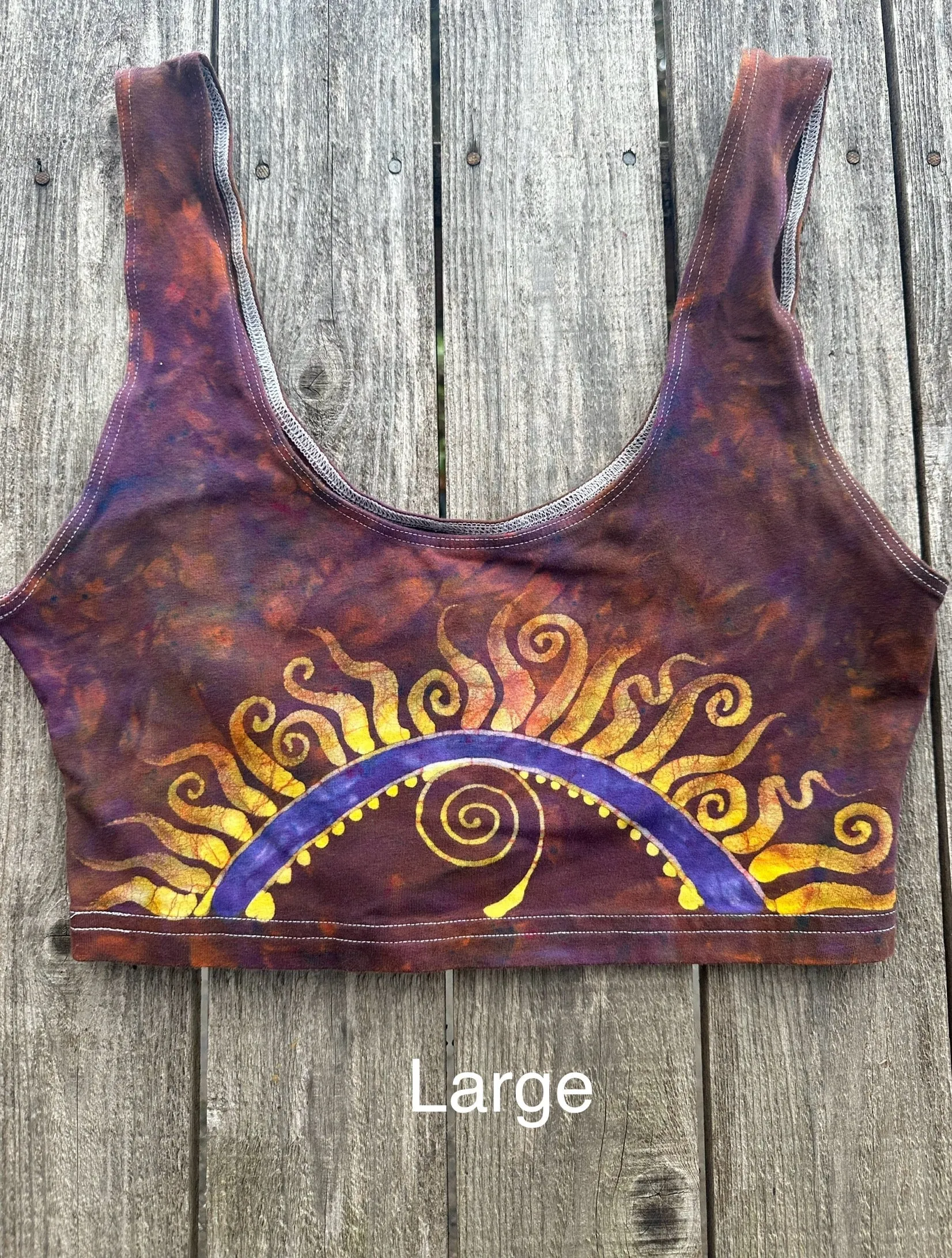 Sunset Gold Horizons Hand Painted Batik Sports Bra