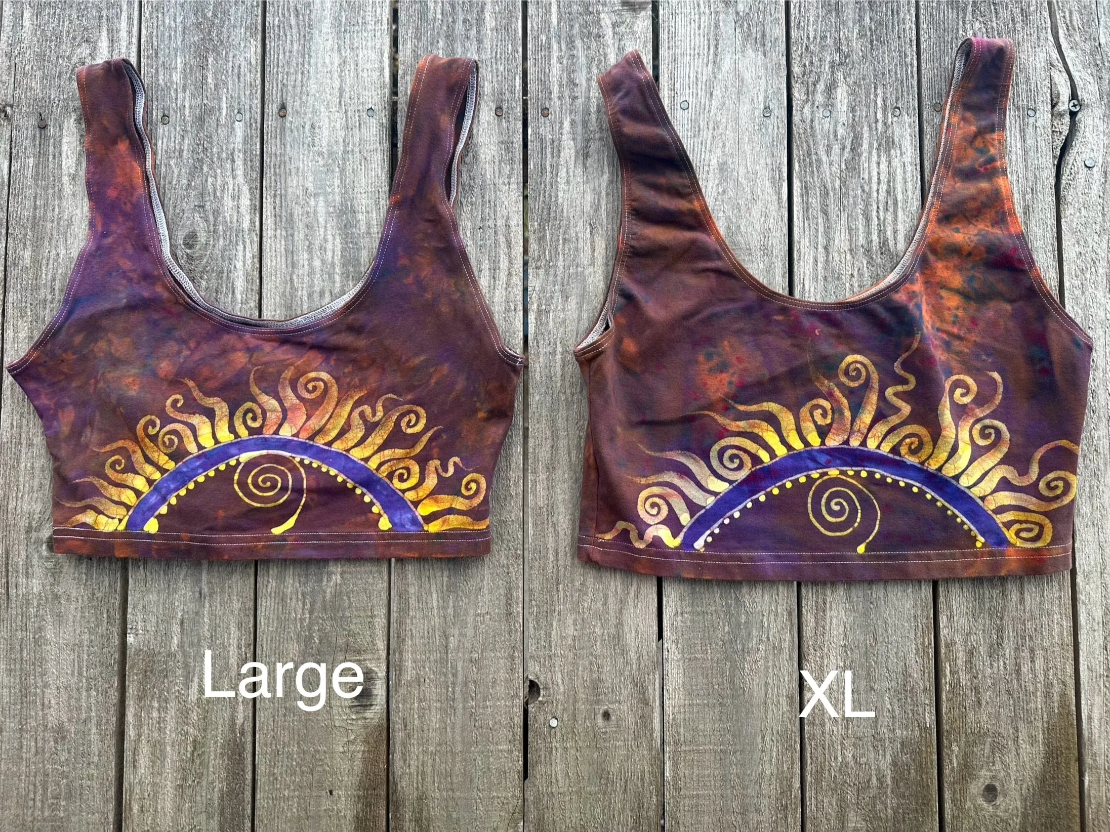 Sunset Gold Horizons Hand Painted Batik Sports Bra