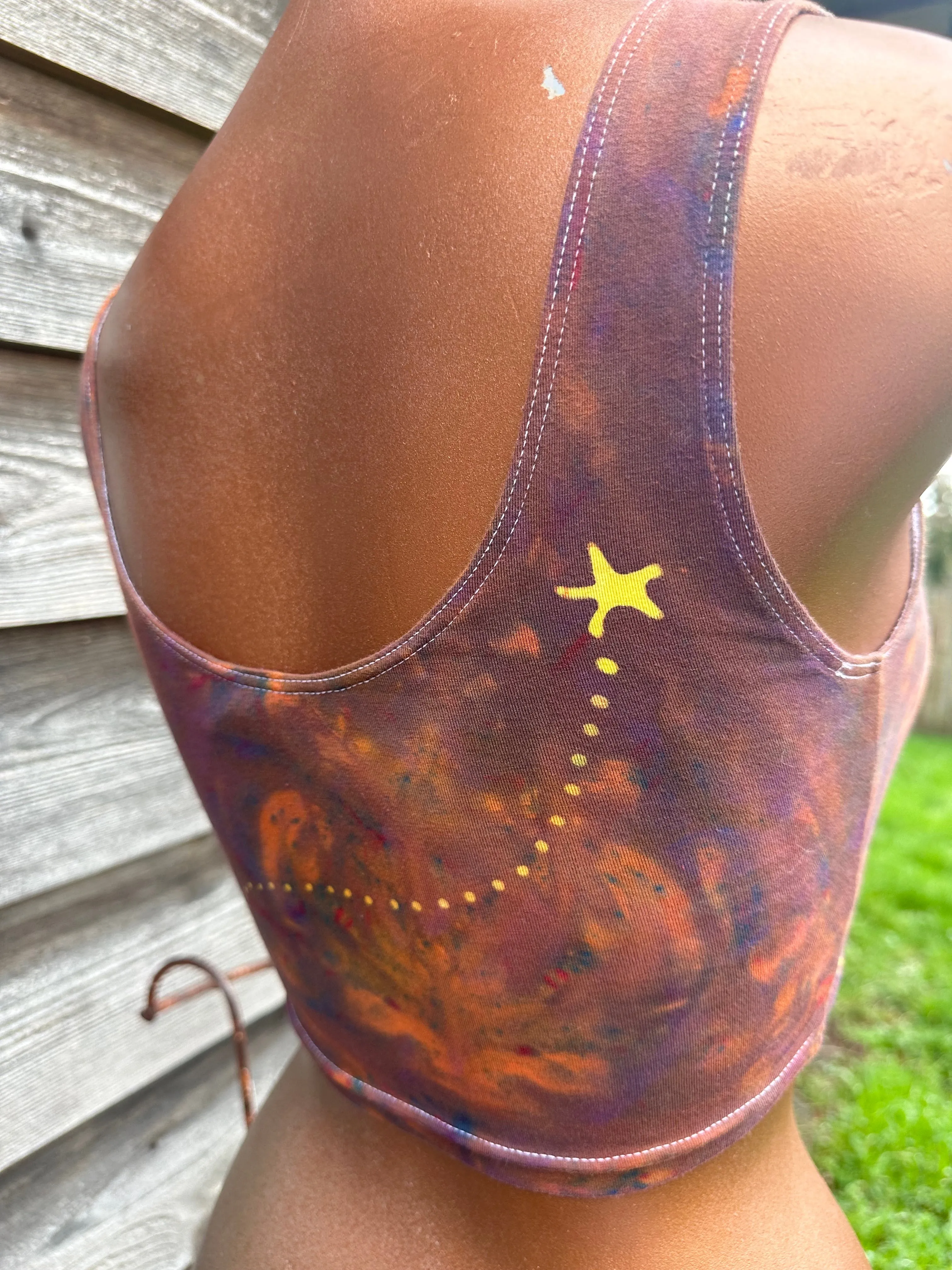 Sunset Gold Horizons Hand Painted Batik Sports Bra