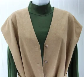 Tan Ultrasuede Long Vest or Dress Washable Packable Flexible Wear
