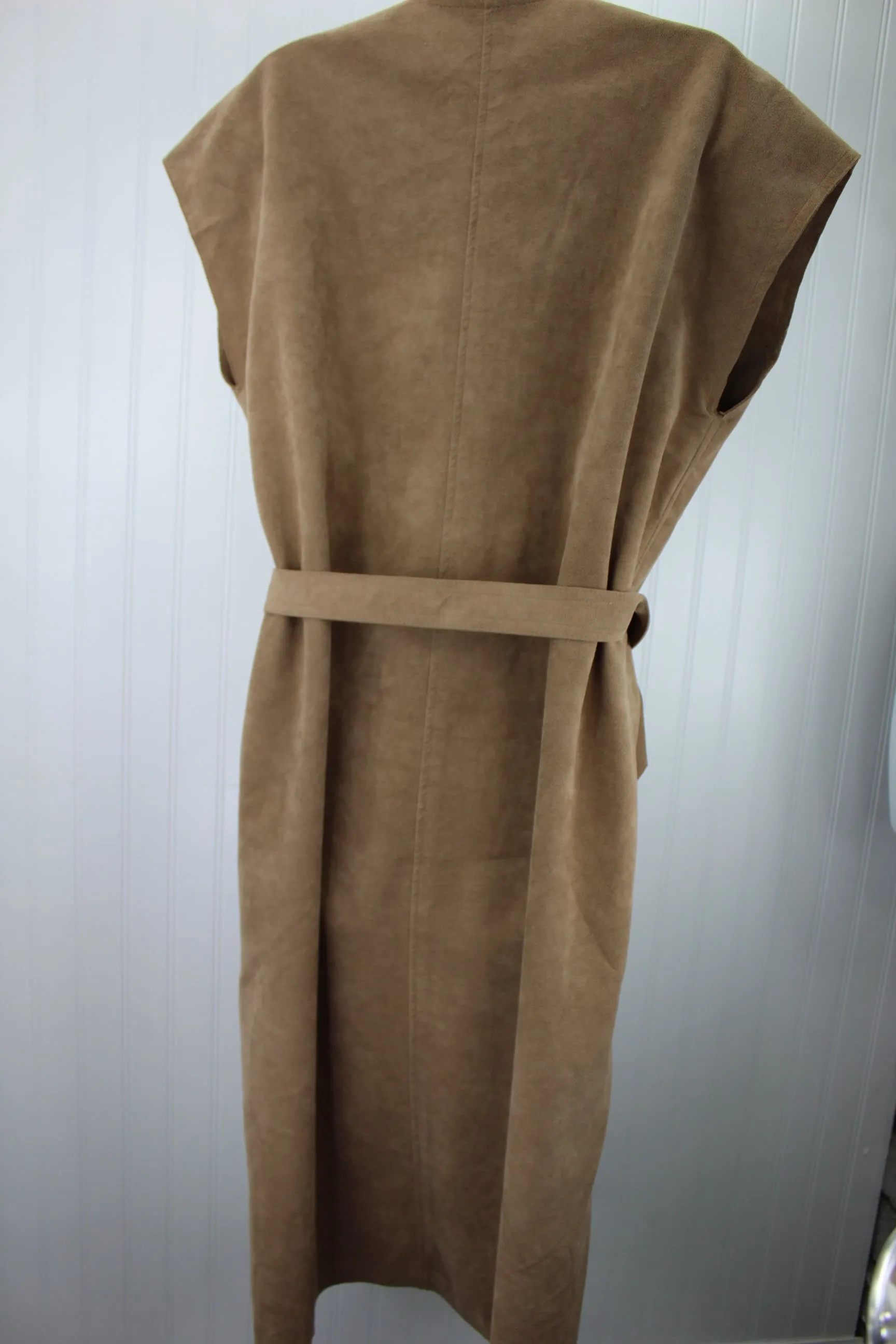 Tan Ultrasuede Long Vest or Dress Washable Packable Flexible Wear
