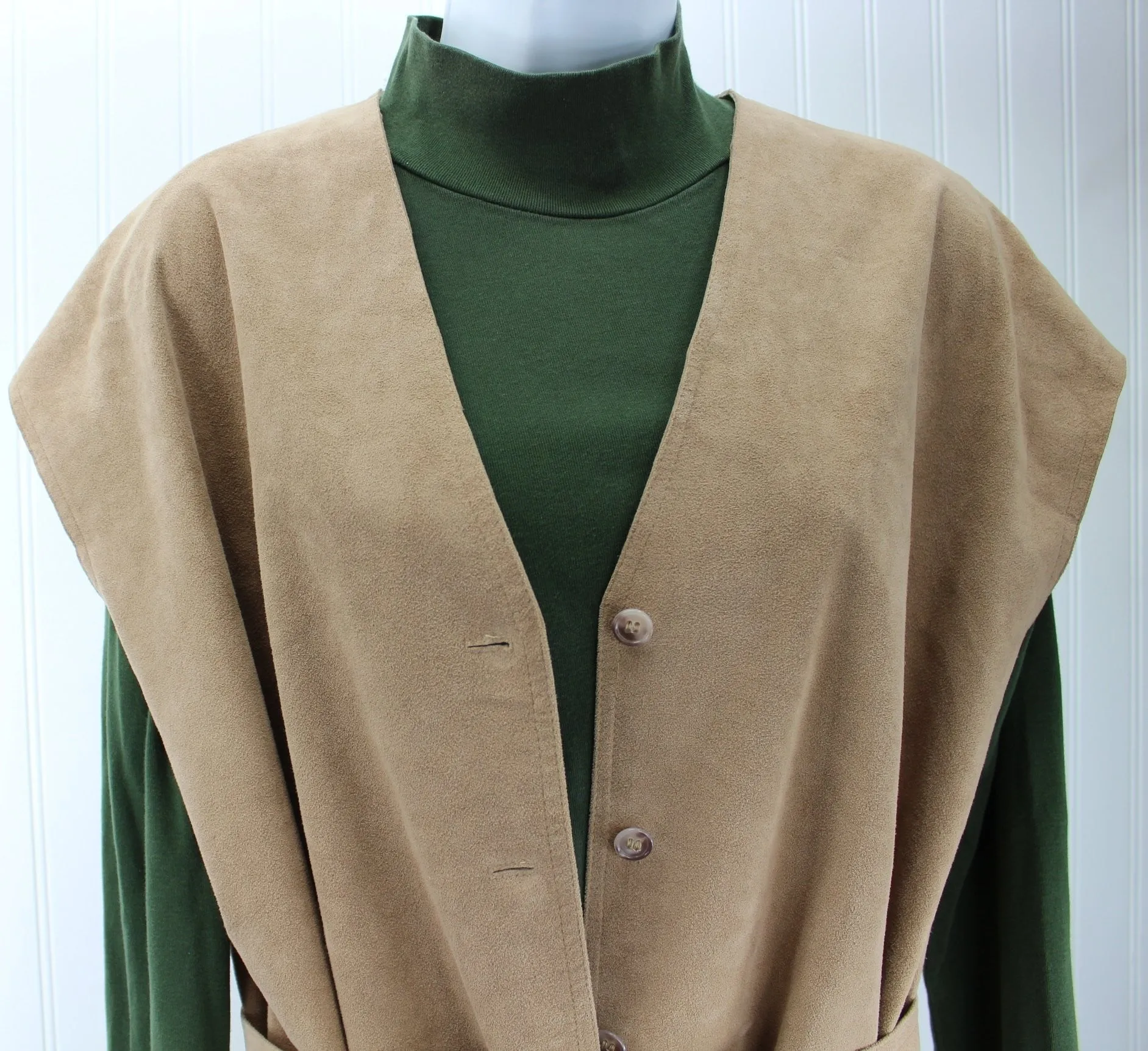 Tan Ultrasuede Long Vest or Dress Washable Packable Flexible Wear