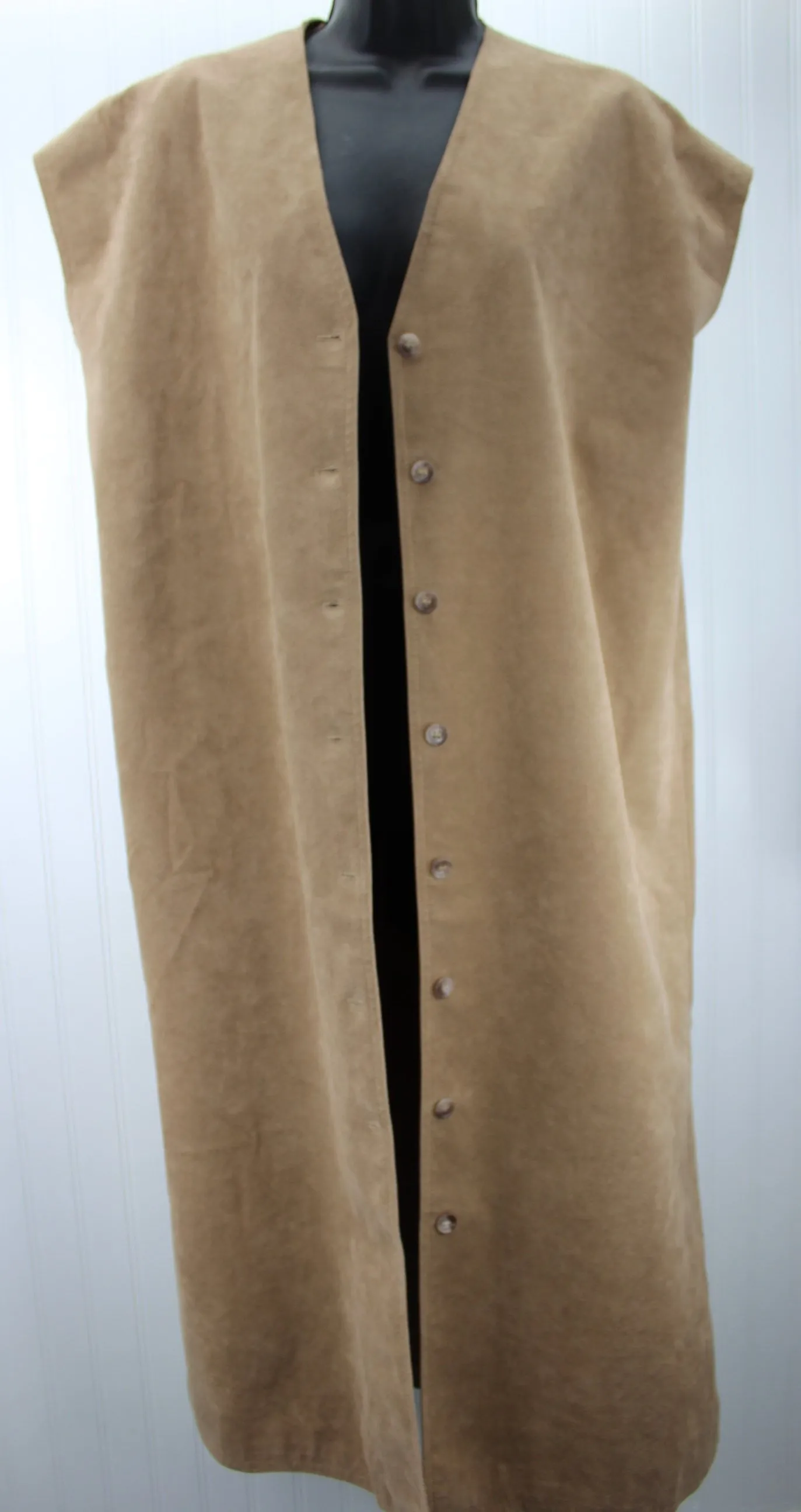 Tan Ultrasuede Long Vest or Dress Washable Packable Flexible Wear