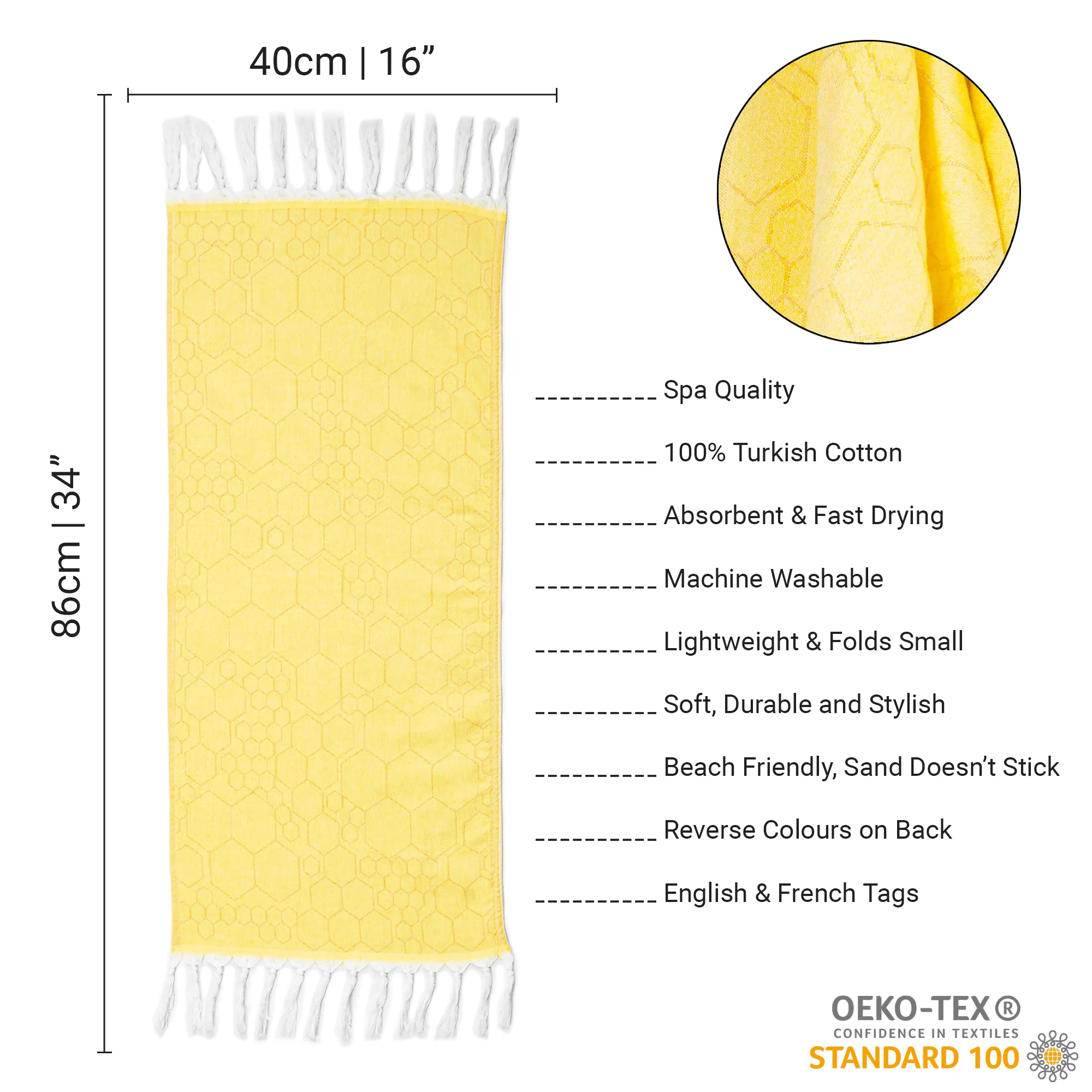 Turkish Cotton Towel Set / Honeycomb in Yellow   Orange