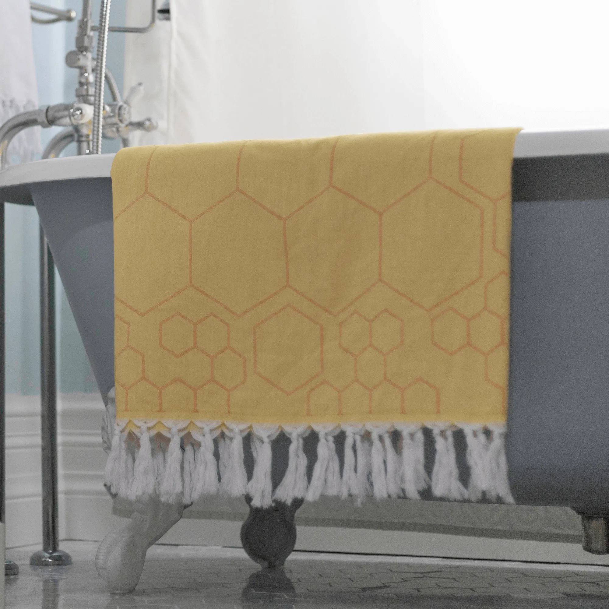 Turkish Cotton Towel Set / Honeycomb in Yellow   Orange