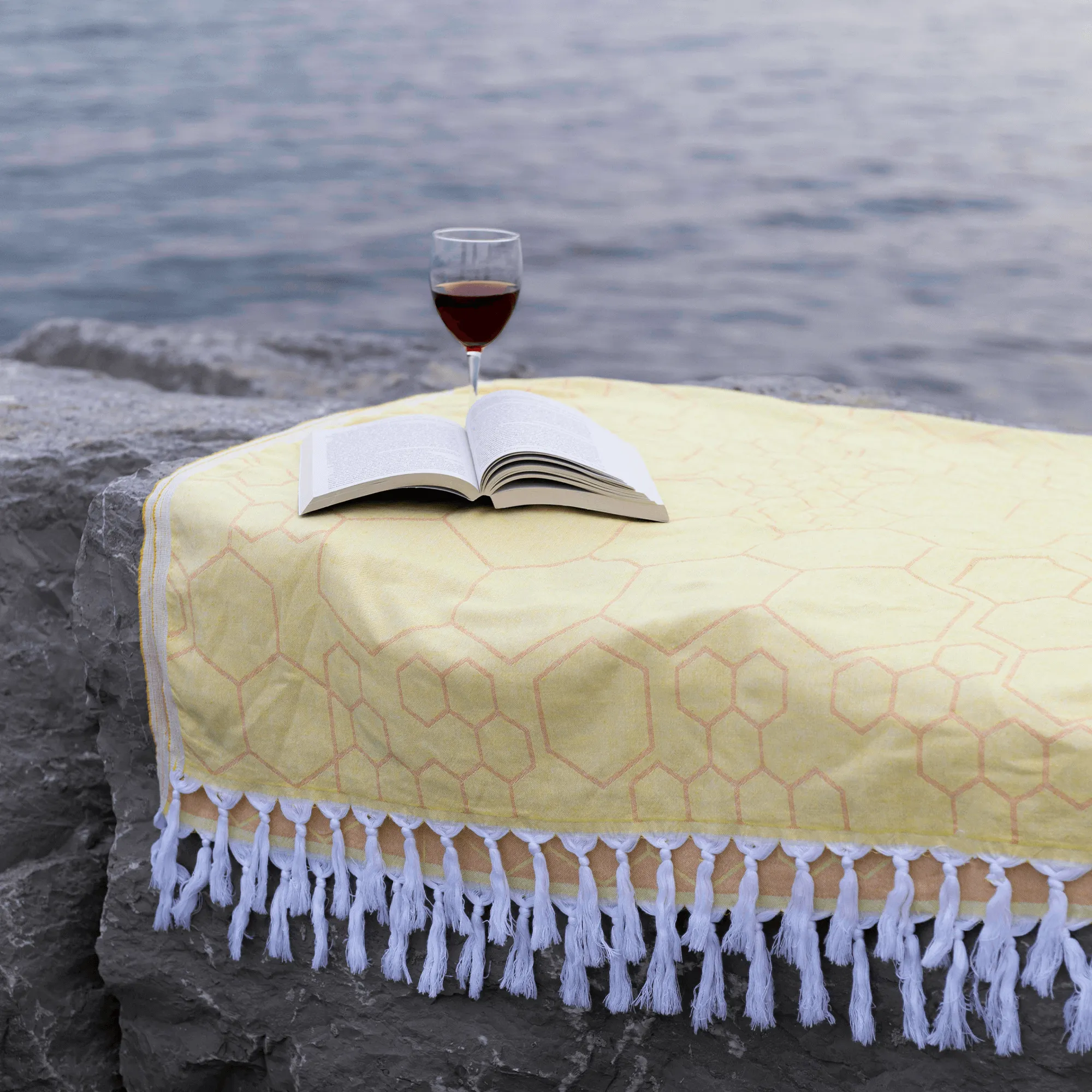 Turkish Cotton Towel Set / Honeycomb in Yellow   Orange