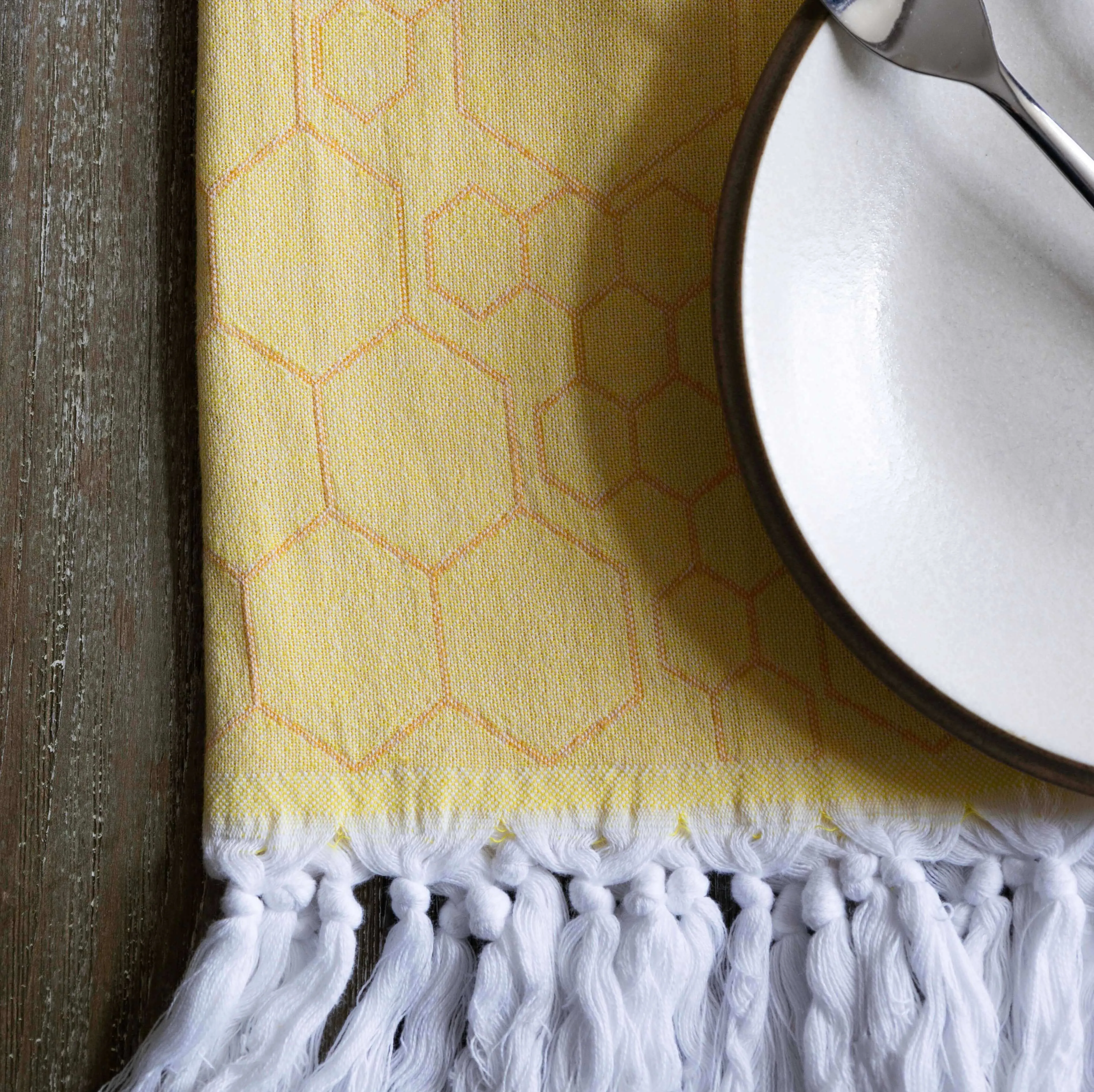 Turkish Cotton Towel Set / Honeycomb in Yellow   Orange