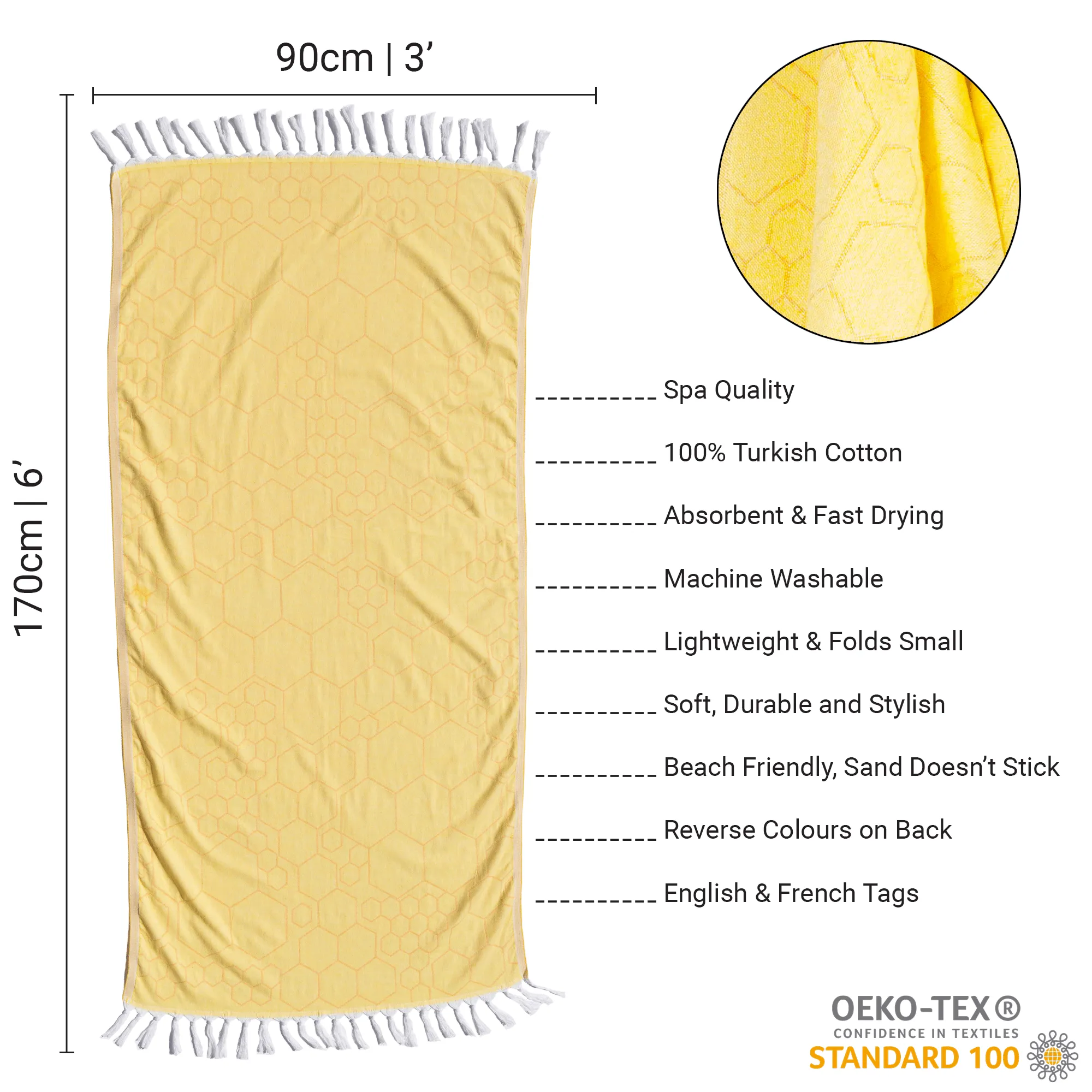 Turkish Cotton Towel Set / Honeycomb in Yellow   Orange