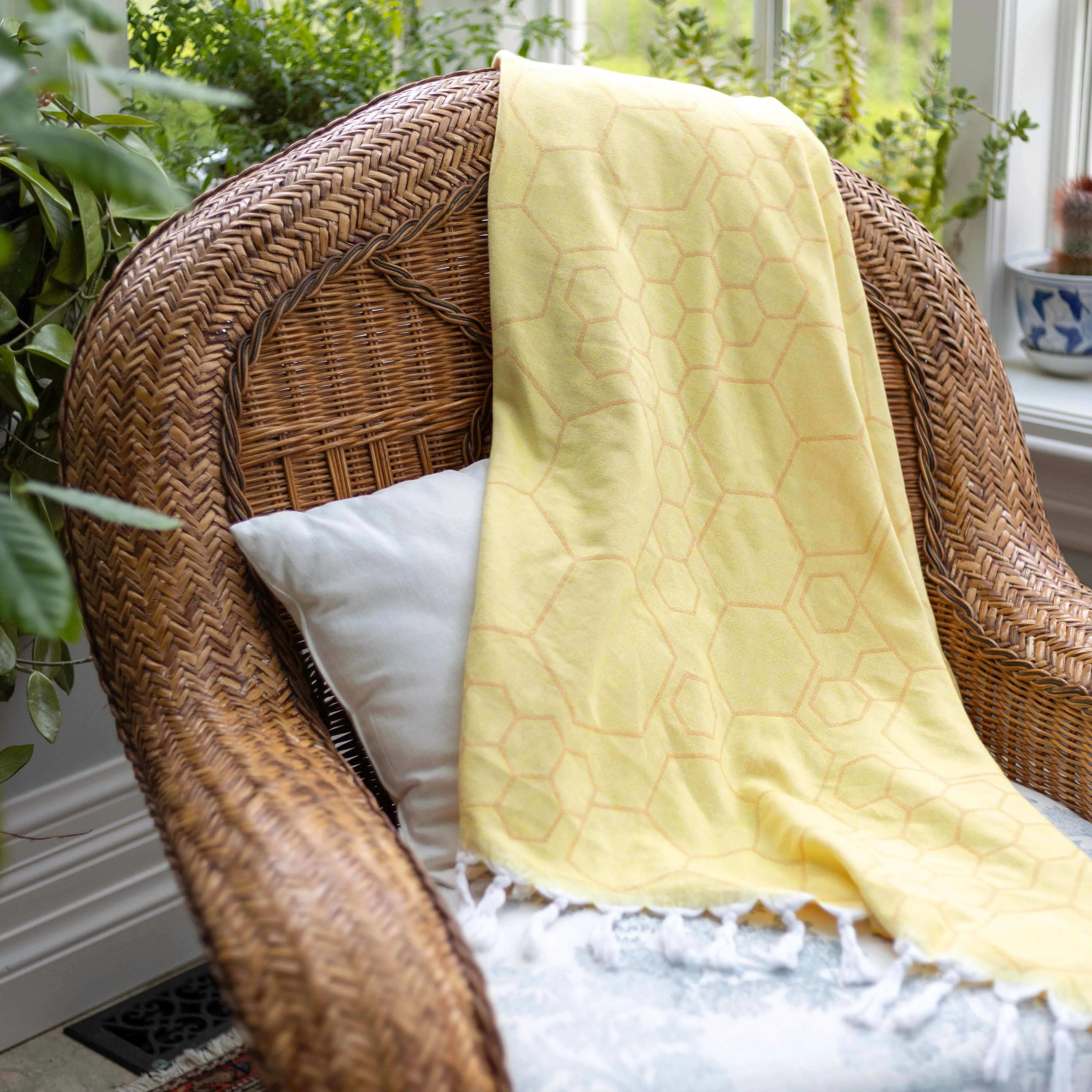 Turkish Cotton Towel Set / Honeycomb in Yellow   Orange