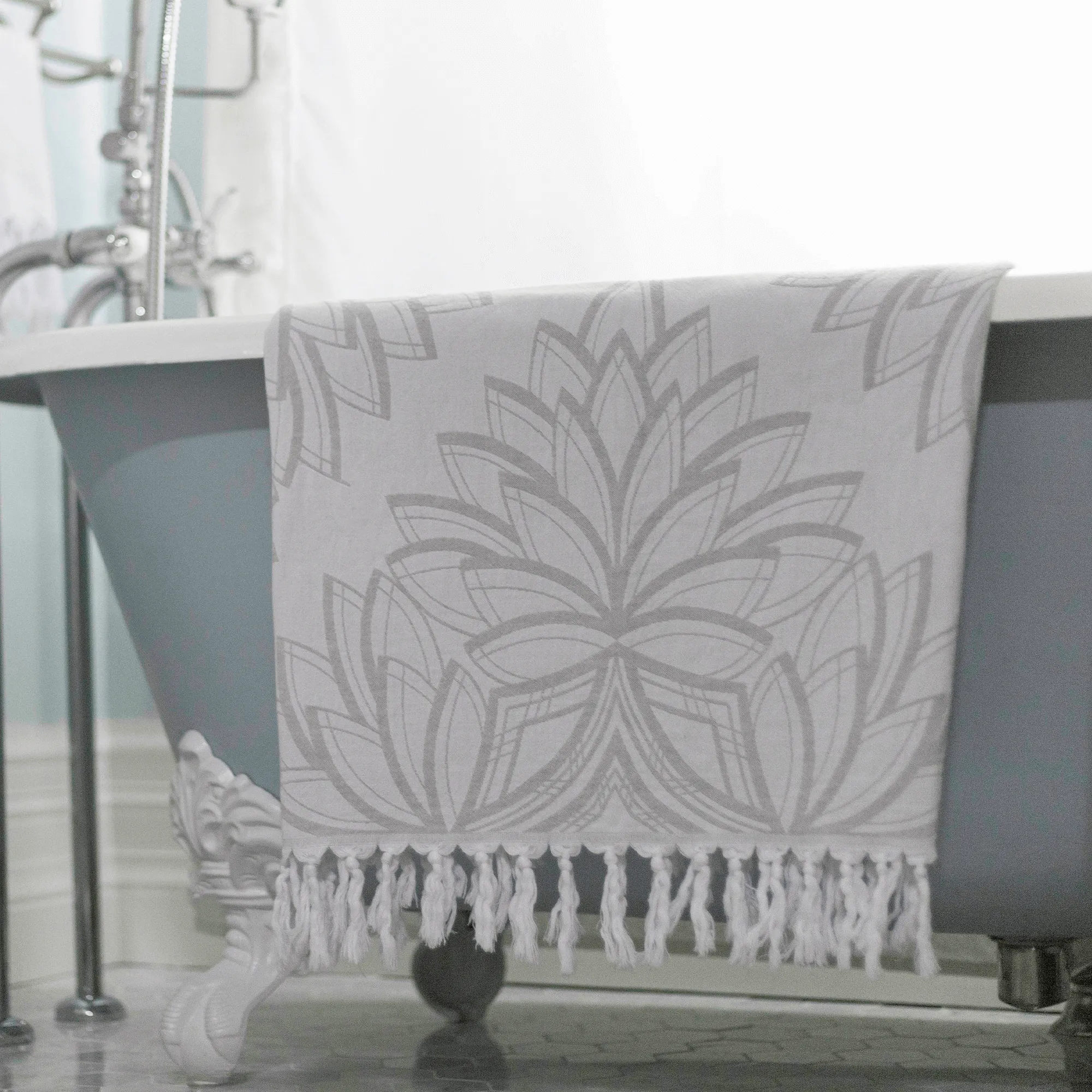 Turkish Cotton Towel Set / Horona in Grey   White