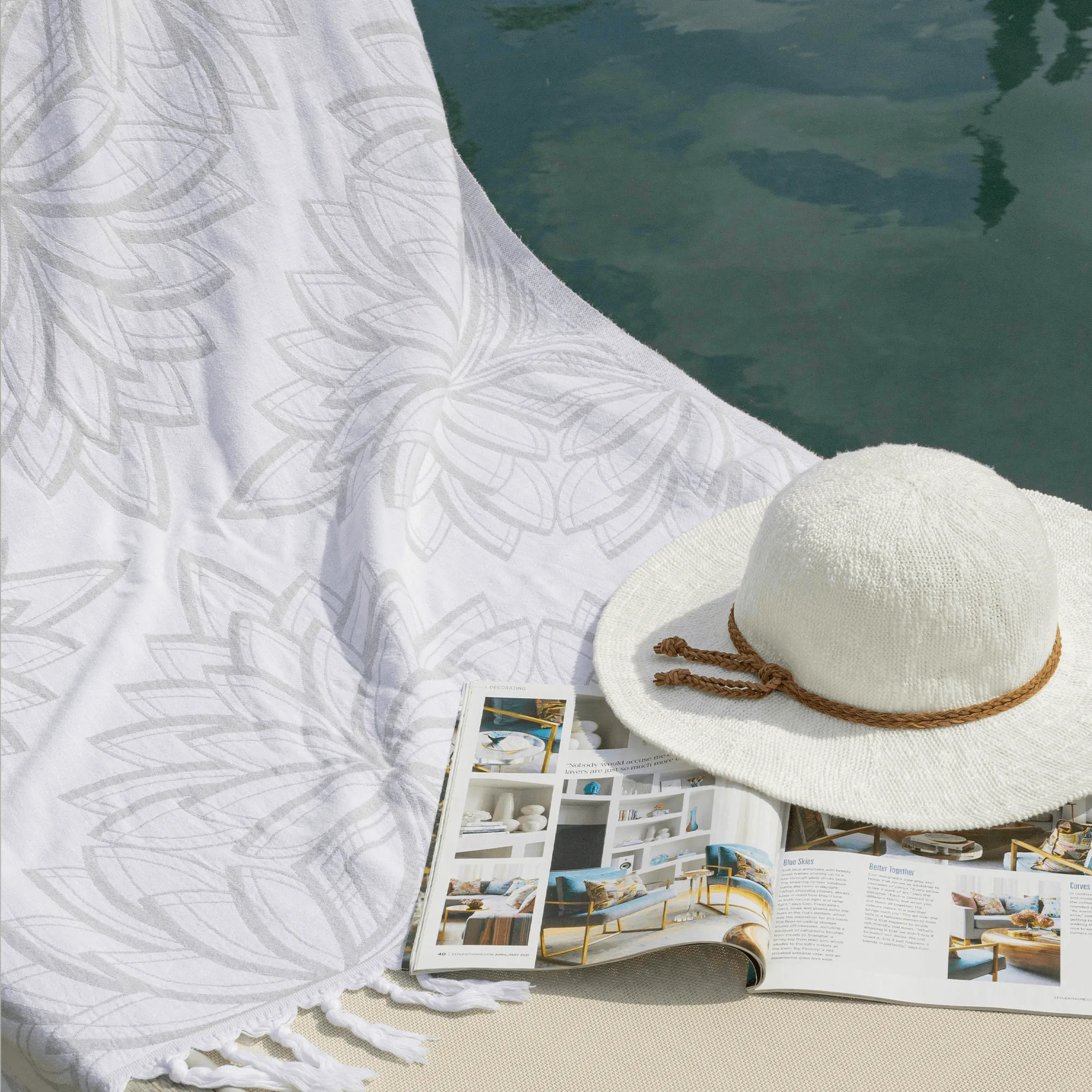 Turkish Cotton Towel Set / Horona in Grey   White