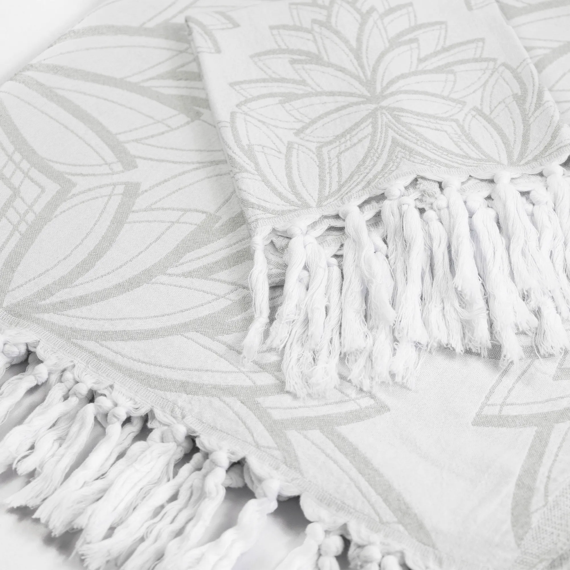 Turkish Cotton Towel Set / Horona in Grey   White