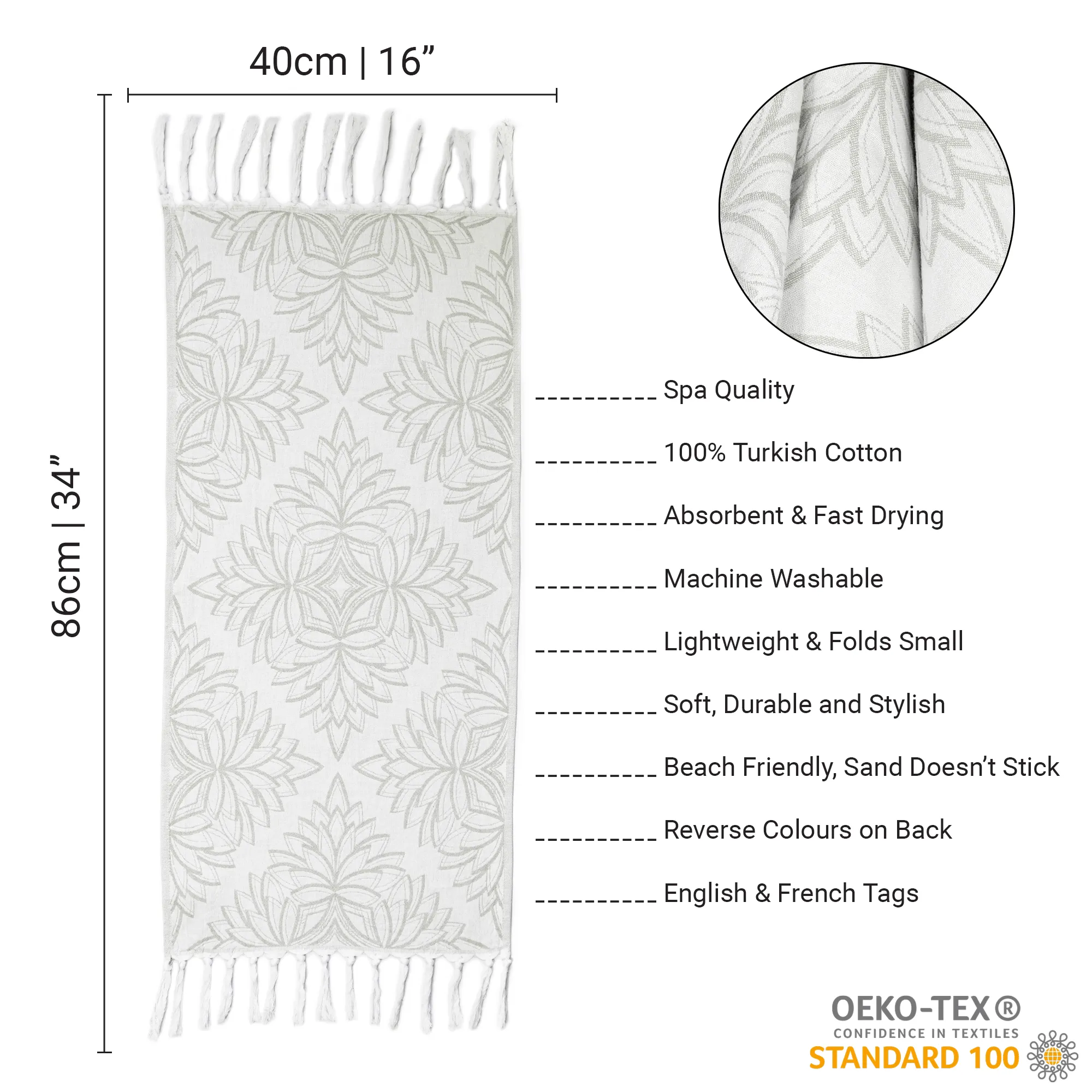 Turkish Cotton Towel Set / Horona in Grey   White