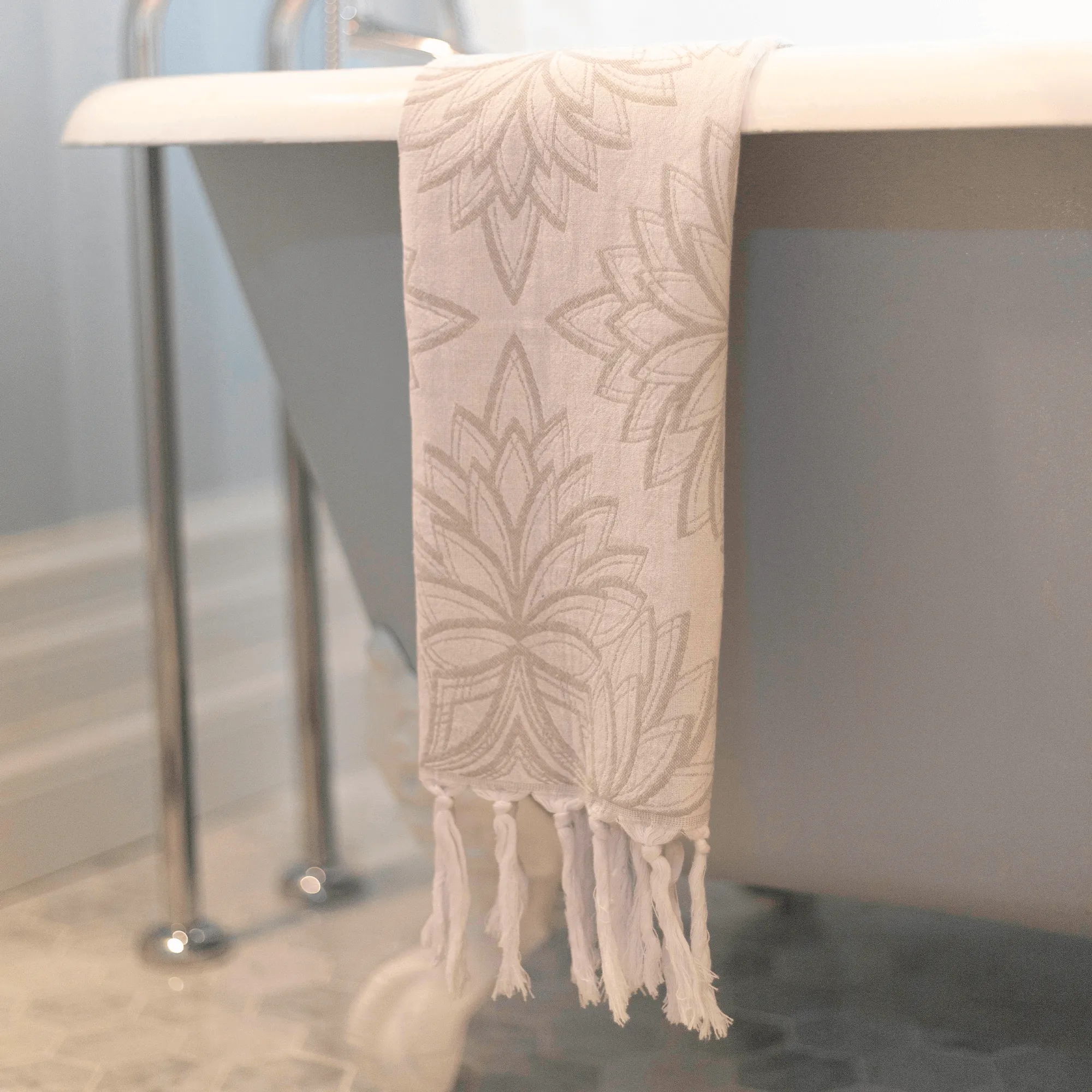 Turkish Cotton Towel Set / Horona in Grey   White