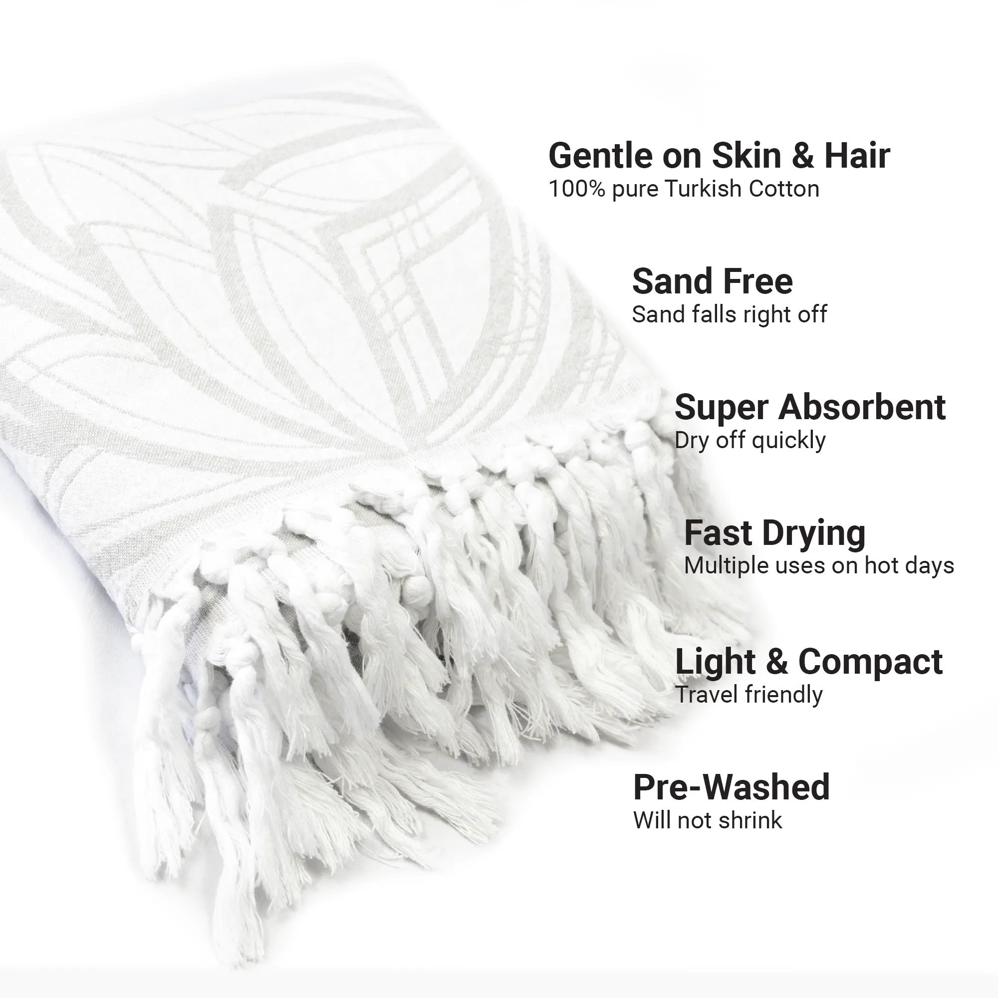 Turkish Cotton Towel Set / Horona in Grey   White