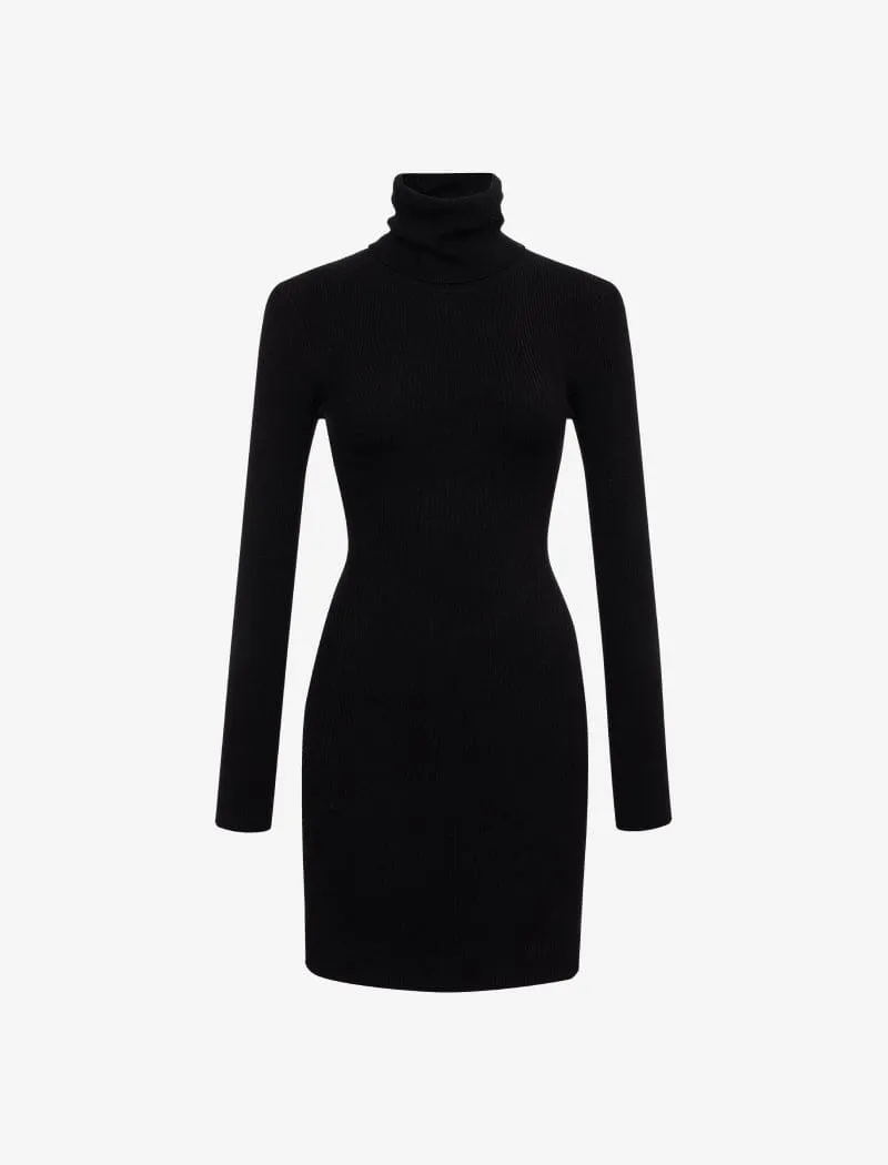 Turtleneck Mini Dress | Black