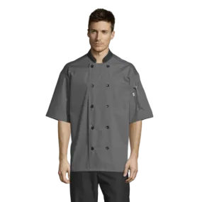 Uncommon Threads Havana Chef Coat W/Mesh Back Small Slate Unisex 65/35 Poly/Cotton Poplin