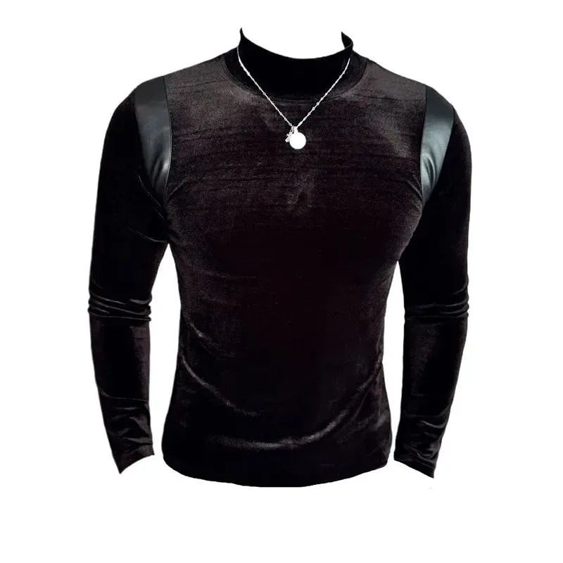 Velvet Thickened Turtleneck Slim Fit T-Shirt