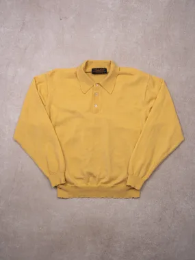 Vintage 80s Yellow Brooks Brothers Knit Polo Sweater (M)