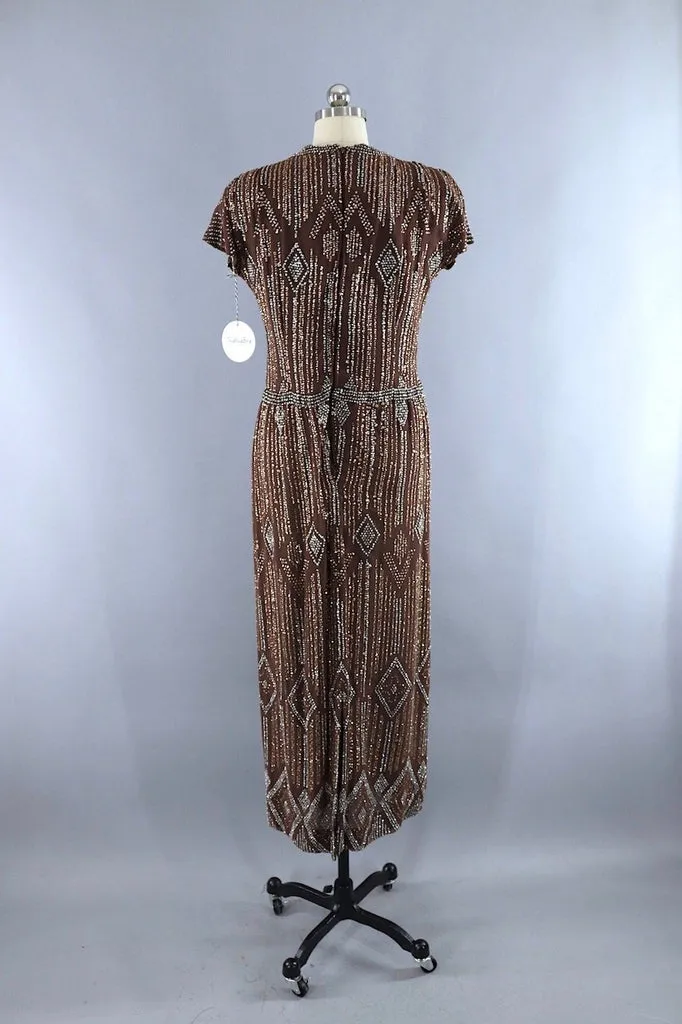 Vintage Pauline Trigere Glittered Formal Gown