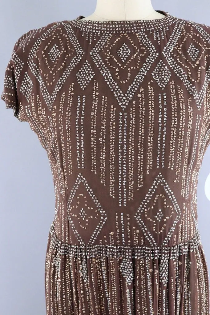 Vintage Pauline Trigere Glittered Formal Gown